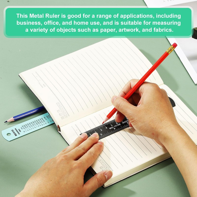 PATIKIL 15cm/6" Metal Ruler, 2 Pack Aluminum Alloy Rulers with