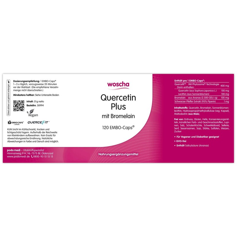 woscha Quercetin Plus 120 Embo Caps (51 g) (Vegan)