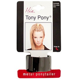 Mia Tony Pony-Metal Ponytailer Cuff-Solid Gunmetal Color