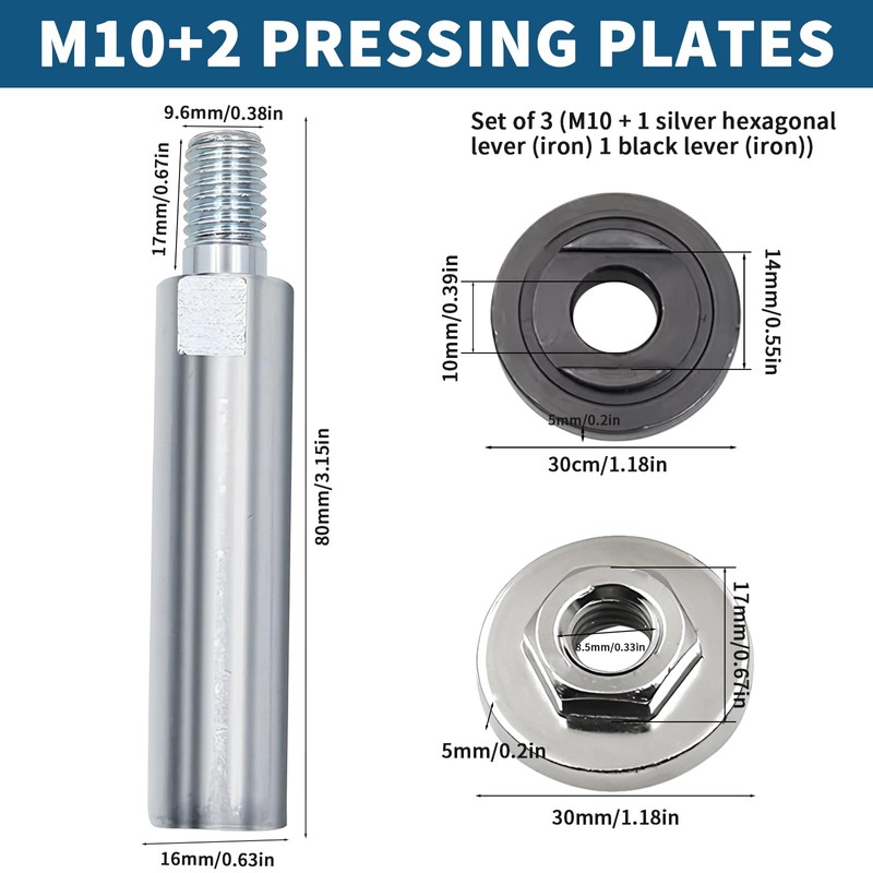 Angle Grinder Extension M10, Pack of 3 Angle Grinder Extension