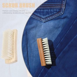 White Multi-use Clothes Shoes Shine Brush,Soft Nylon Bristles Laundry Cleaning Brush with Wooden Handle for Down Jackets and Coats Shoe Care and Accessories