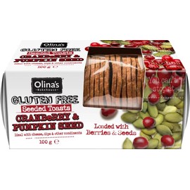 OLINA'S BAKEHOUSE Gluten Free Seeded Toasts - Cranberry/Pumpkin 100g - 6 Pack
