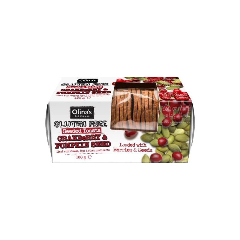 OLINA'S BAKEHOUSE Gluten Free Seeded Toasts - Cranberry/Pumpkin 100g -