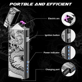 LcFun Electric USB Rechargeable Lighter Windproof Plasma Dual Arc Pocket Lighter, Flameless Cute Lighters for Candle, Small Valentines Birthday Gifts for Women Friends Wife