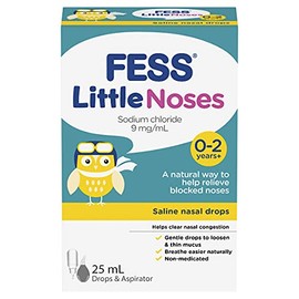 Fess Little Noses Saline Drops + Aspirator Blocked Sinus Decongestant 25 ml
