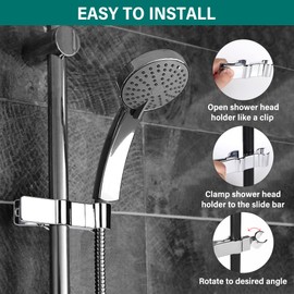 Shower Head Holder, Vegena Hand Shower Holder, Shower Head Holders, No Drilling, Adjustable Shower Holder, Shower Rail 22-25 mm for Bathroom, Chrome-Plated Metal