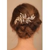 Deniferymakeup Wedding Gold Rhinestone Pearls Flower and Leaf Hair Comb