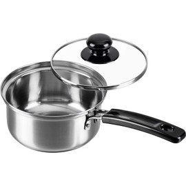 Wahei Freiz SRB-1391 Cookware Stainless Steel Single Hand Pot 5.5 inches (14 cm) Glass Lid Included, For Slowly Stewing, Induction and Gas Compatible, Boil, Cookware