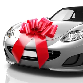 Mata1 Huge Car Bow (Red, 23 inch / 58 cm), Big Gift-Wrapping Bow for Large Gift Decoration, Giant Indoor/Outdoor Bow with 2 Ribbon Tails and 2 Suction Cups (No Magnets That Scratch)