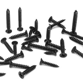 Jersvimc #6 x 1 Black Wood Screws - 120Pcs Oxide Coated Flat Head Screws, Stainless Steel 18-8 Black Screws Phillips Head Scrws for Wood Drywall Plastic Metal