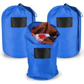 Bulyoou 3 Pcs 21 x 12 Inch Christmas Inflatable Decorations Storage Bag with Drawstring Waterproof Christmas Storage Containers for Holiday Xmas Ornaments Accessories Gift Organizer (Blue)