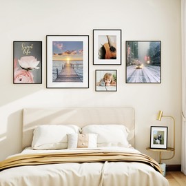 RICHFOCUS 16x24 Poster Frame Set of 2|16x24 Picture Frame with Mat for 12x18|16 x 24 Metal Aluminum Frame for Wall with Tempered Glass|Hanging Hardwares Included, Black