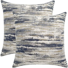 TIDWIACE Set of 2 Decorative Blue-Yellow Cushion Covers 16x16, Linen Throw Pillow Covers 40 x 40cm Square Pillowcases for Outdoor Furniture Garden Bench Living Room Sofa Farmhouse Decor