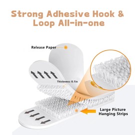 Large Picture Hanging Strips, 20 Pairs (40 Strips) Heavy Duty Damage Free Hanging Picture Hangers, No Tools Wall Hanging Strips for Living Spaces, Picture Hangers for Walls Hanging Without Nails