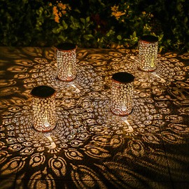 2 Pack Peacock Outdoor Solar Hanging Lanterns Waterproof LED Solar Lights Metal Decorative Lanterns for Garden, Patio, Courtyard, Backyard, Yard Decor Unique Peacock Gifts for Women Gardening