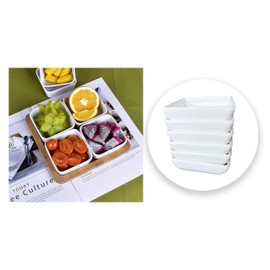 Ginddy Small Square Melamine Tapas Bowls, 10 Pcs, White, Contemporary Style, Dipping Bowls, 1 Cup Capacity, Dishwasher Safe