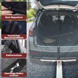 Tyafzzn Tailgate Mosquito Net, Wing Door Boot Cover, Sun Protection, Fly Screen Magnetic Car, Car Divider Curtains, Sun Protection for SUV, Outdoor, Camping, 180 x 150 cm