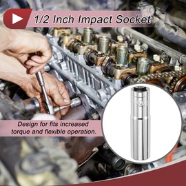 HEROFFIX 1 Pcs Impact Socket Durable Hardware Tool 80mm Silver Tone Chrome Vanadium Steel 6 Point 16mm for Car Motorcycle Dirtbike Repair Deep 1/2 Inch Drive