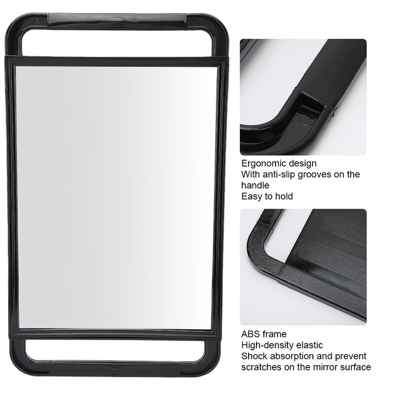 Double Handle Mirror Large Rectangle Makeup Barber Hair Handheld Back