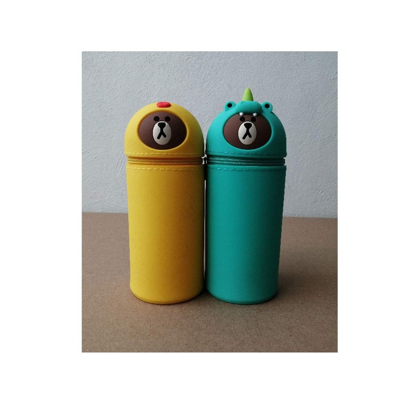 Lapicera Y Cosmetiquera De Silicona Oso Kitty Dinosaurio