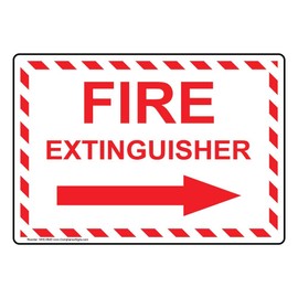 ComplianceSigns.com Fire Extinguisher (with Right Arrow) Sign, 7x5 in. Aluminum for Fire Safety/Equipment