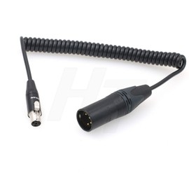 HangTon 12V Power Cable XLR 4 Pin to Mini XLR 4 Pin for TVLogic, Alphatron EVF Monitor (coiled)