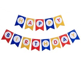 GLASNES Happy Birthday Banner Colorful Birthday Banner Decoration Red, Yellow, Blue Birthday Party Decorations Girls Boys Party Decor
