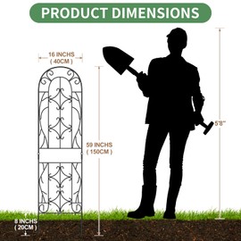 SUNYRISY 4Pack Metal Garden Trellis for Climbing Plants Outdoor, Metal Plant Trellis for Flowers Tomato Cucumber Rose Vegetable Support Garden Decoration, Black