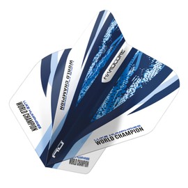 RED DRAGON Luke Humphries White and Blue Hardcore Standard Dart Flights 3 Sets Per Pack (9 Dart Flights in total)