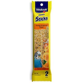 Vitakraft Parakeet Whole Grains & Orange & Apricot Treat Sticks 2 Pack, 1.6 Ounce