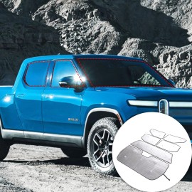 necar2020 For RIVIAN R1T 2022-2023 Car Full Window Sunshade 6PCS Anti-UV Sunvisor Kit Trim