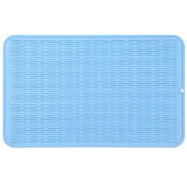 MicoYang Silicone Dish Drying Mat for Multiple Usage,Easy clean,Eco-friendly,Heat-resistant Silicone Mat for Kitchen Counter or Sink,Refrigerator or Drawer Liner Light Blue 3XL 28 inches x 18 inches