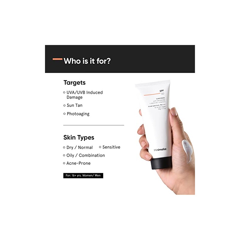 Minimalist Protector Solar Spf 50 Ligero Con Multi-Vitaminas Sin Blanco