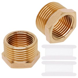 BUXIMN 3/4" Male x 1/2" Female NPT Bushing Reducer, Solid Brass Bushing Hex Reducing Adapter Threaded Pipe Fitting for Plumbing, Fuel Lines, Pneumatic Systems (2pcs)