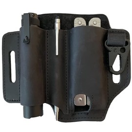 Leather EDC Belt Organizer for Men, Multitool Sheath for Belt, Tactical Pen Holster, Flashlight Holster, Everyday Carry Multi Tool Holster, EDC Belt Pouch