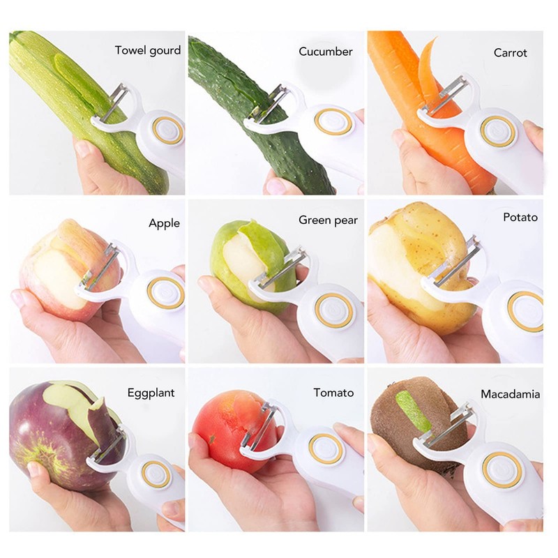 Electric Potato Peeler, Handheld Vegetable Peeler Set with 3 Interchangeable