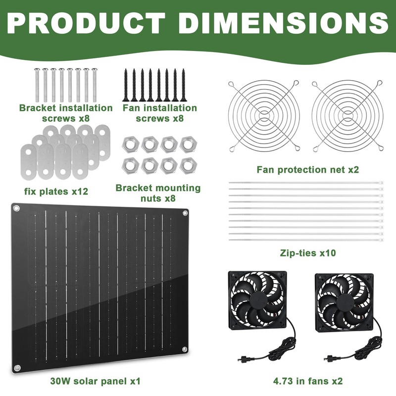 Solar Fan, 30W Solar Powered Fan, Solar Panel Fan Kit,