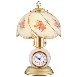 Collections Etc Rose Gold-Toned Clock Base Touch Table Lamp