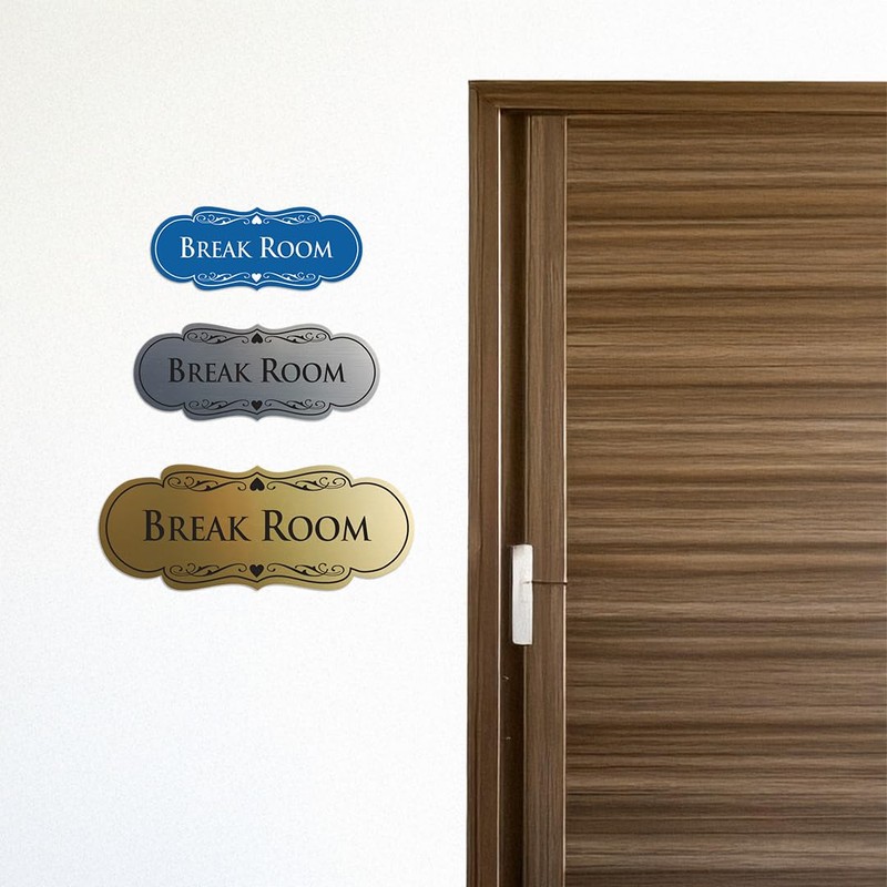 Signs ByLITA Designer Break Room Sign(Brushed Silver) - Small