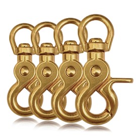 Ganzoo © Scissor Carabiner Hook with Swivel Joint / Swivel Head for Dog Lead / Collar Set of 4, Alloy Steel 61 mm Length, Also for Paracord 550 / Key Pendant, Colour: Gold