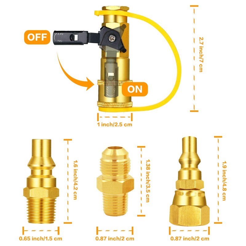 MCAMPAS 1/4" Propane Quick Connect Adapter Kit Converter 3/8" Female