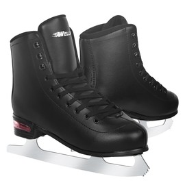 WELLWON Figure Skate for Women and Mens, Classic Design High-Top PU Leather Ice Skates for Outdoor and Indoor, Figureskates for Beginner