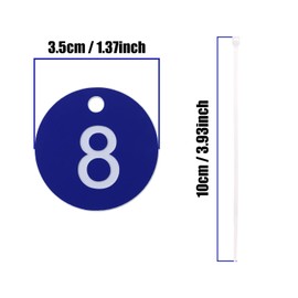 ONLYKXY Plastic Number Tag 1-50 Numbered Marking Identification Hang Tags Luggage Labels ID Tag with Rings for Organized Coded Key Box Cabinet Plant Coding Tag (Navy Blue)