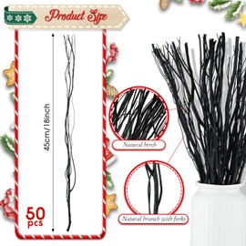 50 Pcs Dried Willow Vase Filler Curly Willow Branches 17 Inch Tree Branches for Decoration Decorative Sticks Twigs and Branches for Vases Twigs Decor for DIY Crafts Christmas Wedding (Black)
