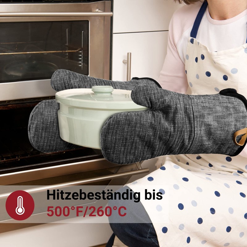 BONTHEE Oven Gloves Heat Resistant Extra Long Baking Gloves for