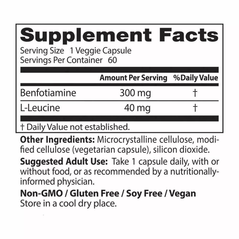 Doctor's Best Benfotiamine 300 Fat-Soluble Vitamin B-1 Thiamin 60 Capsules