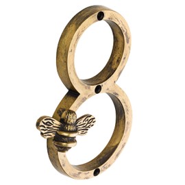 Heritage Brass bee House Number with Bee design | 5 inch Modern Door Sign Numbers Signs Plaques | Street Home Address Numerals (8)