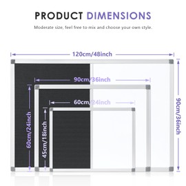 S SWANCROWN Magnetic Dry Erase Whiteboard/Felt Board White Board Combo Changeable Letter Felt Board for School,Office,Home,Aluminum Frame,36x24 inch