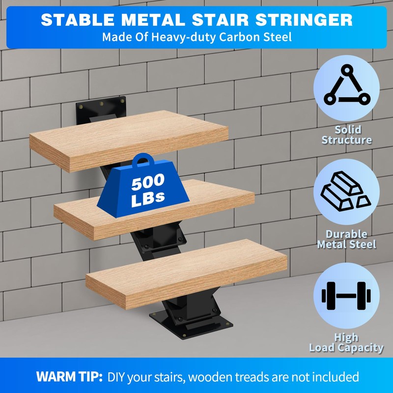 Metal Stair Step Stringer, 3 Step Steel Stair Riser for