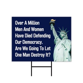 Save The Democracy Yard Sign - Resist Hate Lawn Sign, Anti-Trump Sign, Statue of Liberty, Resist Fascism Yard Sign with Metal H-Stake, VP16251 (Multicolor, 18" x 12", Single Sided)
